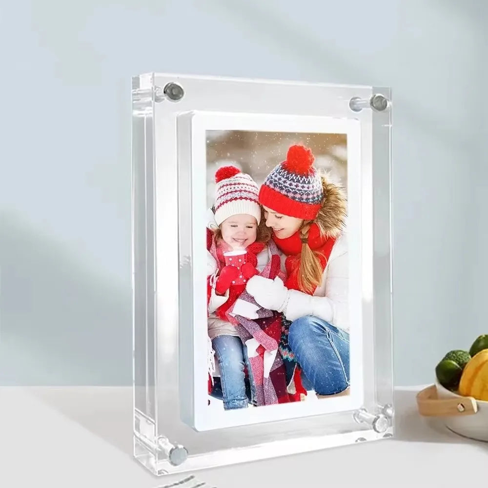 Acrylic Digital Photo Frame 5/7 Inch 1000Mah Vertical Display IPS Screen 4G Memory Battery Porta Retrato Digital