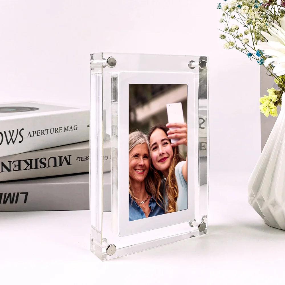 Acrylic Digital Photo Frame 5/7 Inch 1000Mah Vertical Display IPS Screen 4G Memory Battery Porta Retrato Digital